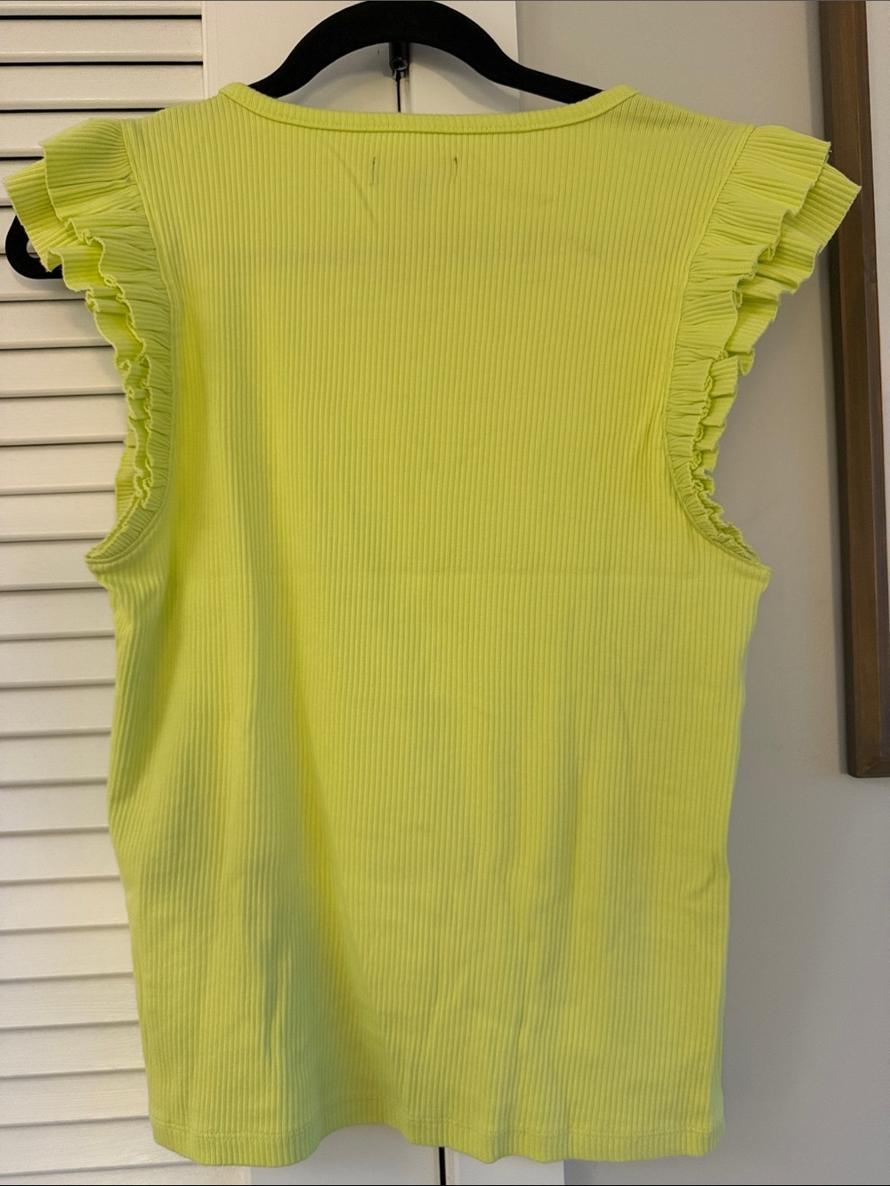 J.Crew Neon Lime Ribbed Ruffle Sleeve Tank - Picture 4 of 4